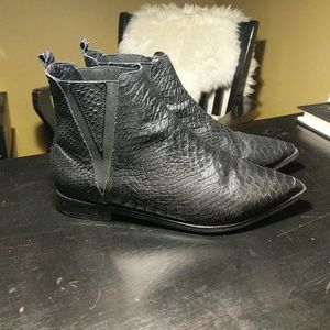 Jeffrey Campbell faux snakeskin Chelsea boots